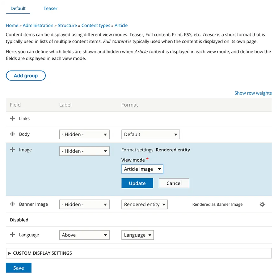 A web form interface for configuring user details with dropdown menus and text fields.