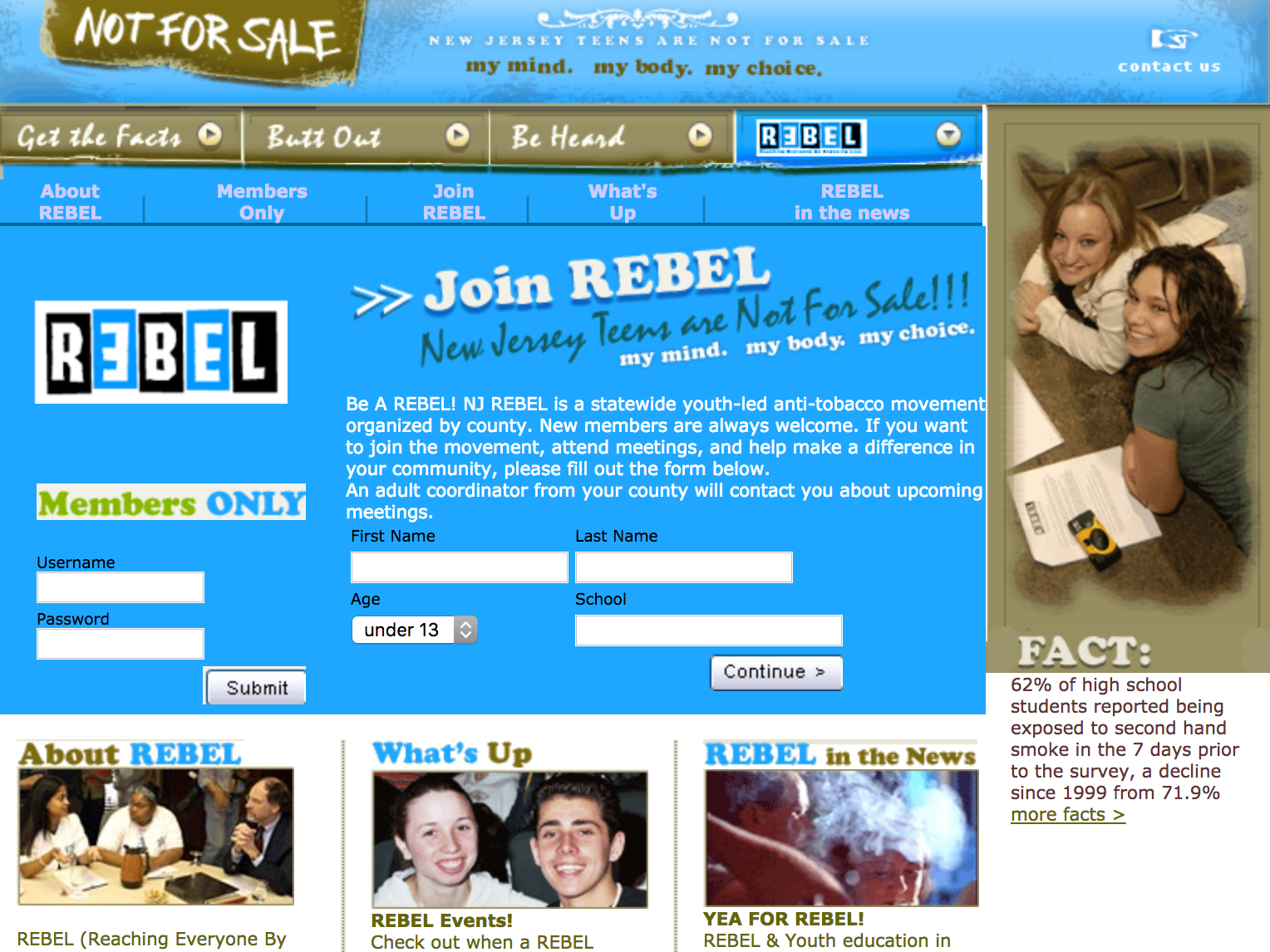 Dating website interface showing membership form with blue header and promotional images in sidebar.