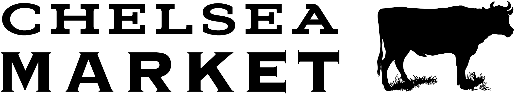 Logo for Chelsea Market with silhouette of a cow.