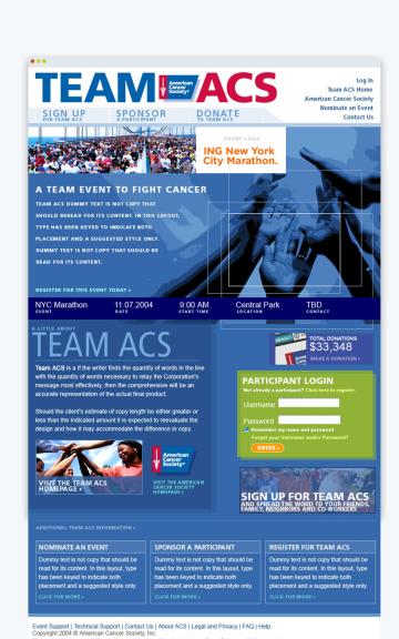 Blue webpage for Team ACS showing industrial site silhouettes and login form