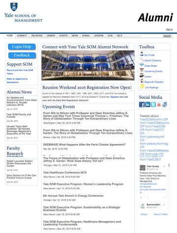 Duke University alumni webpage with links to events, resources, and upcoming reunions.